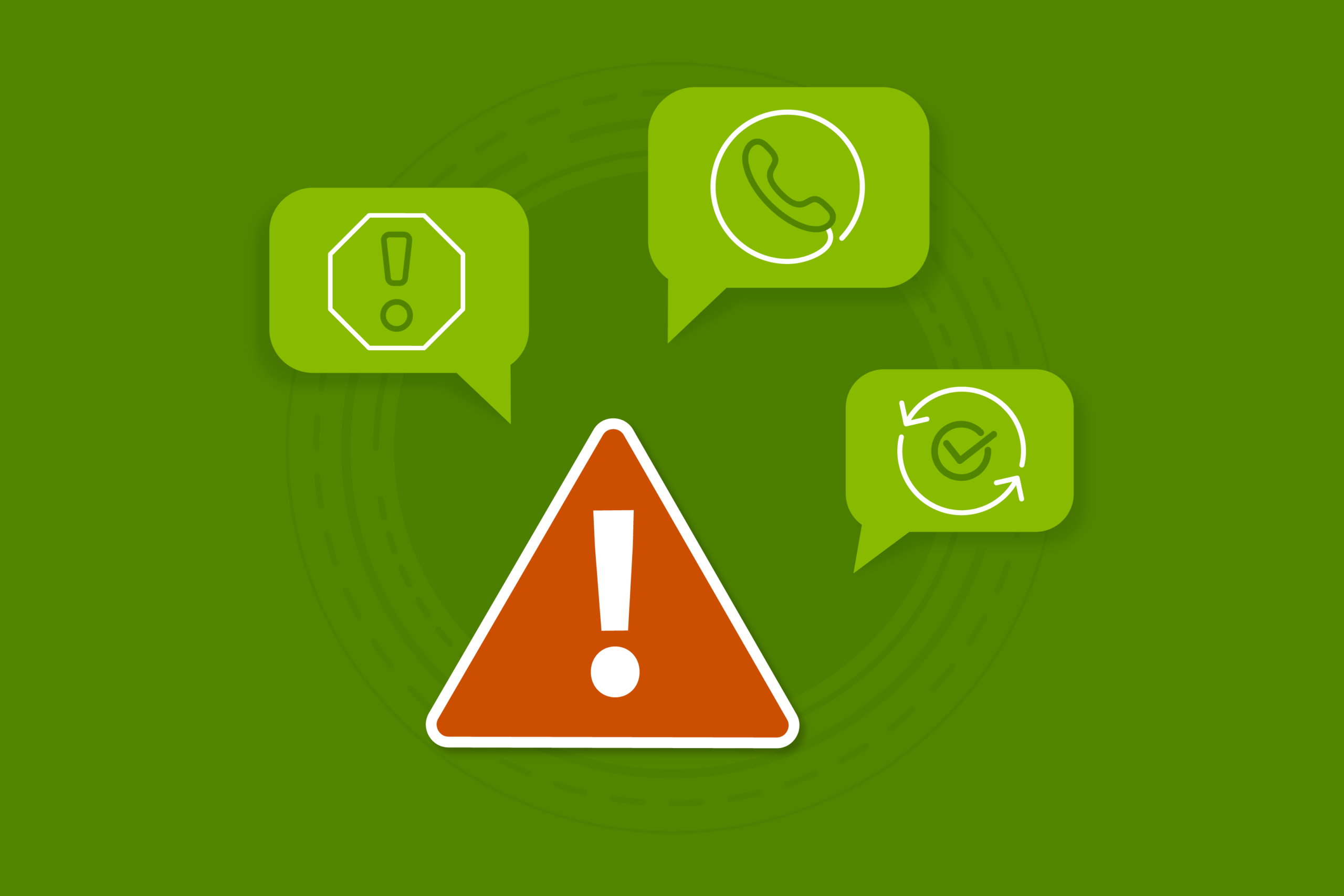 Illustration showing a warning triangle with an exclamation point, surrounded...