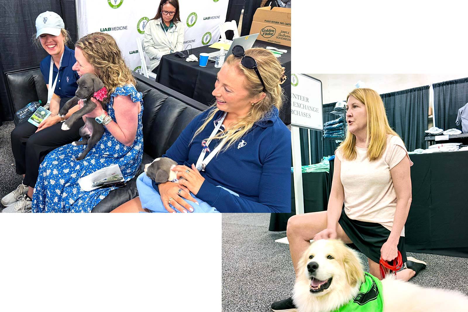 Regions Tradition volunteers with puppies.