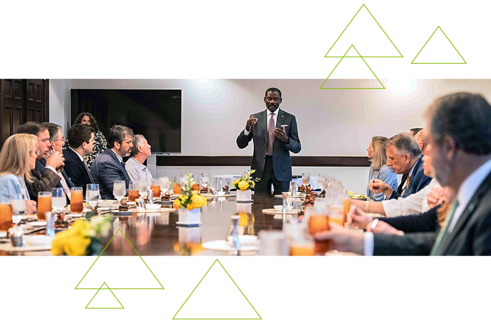 Leroy Abrahams, head of Community and Market Engagement speaking at luncheon.