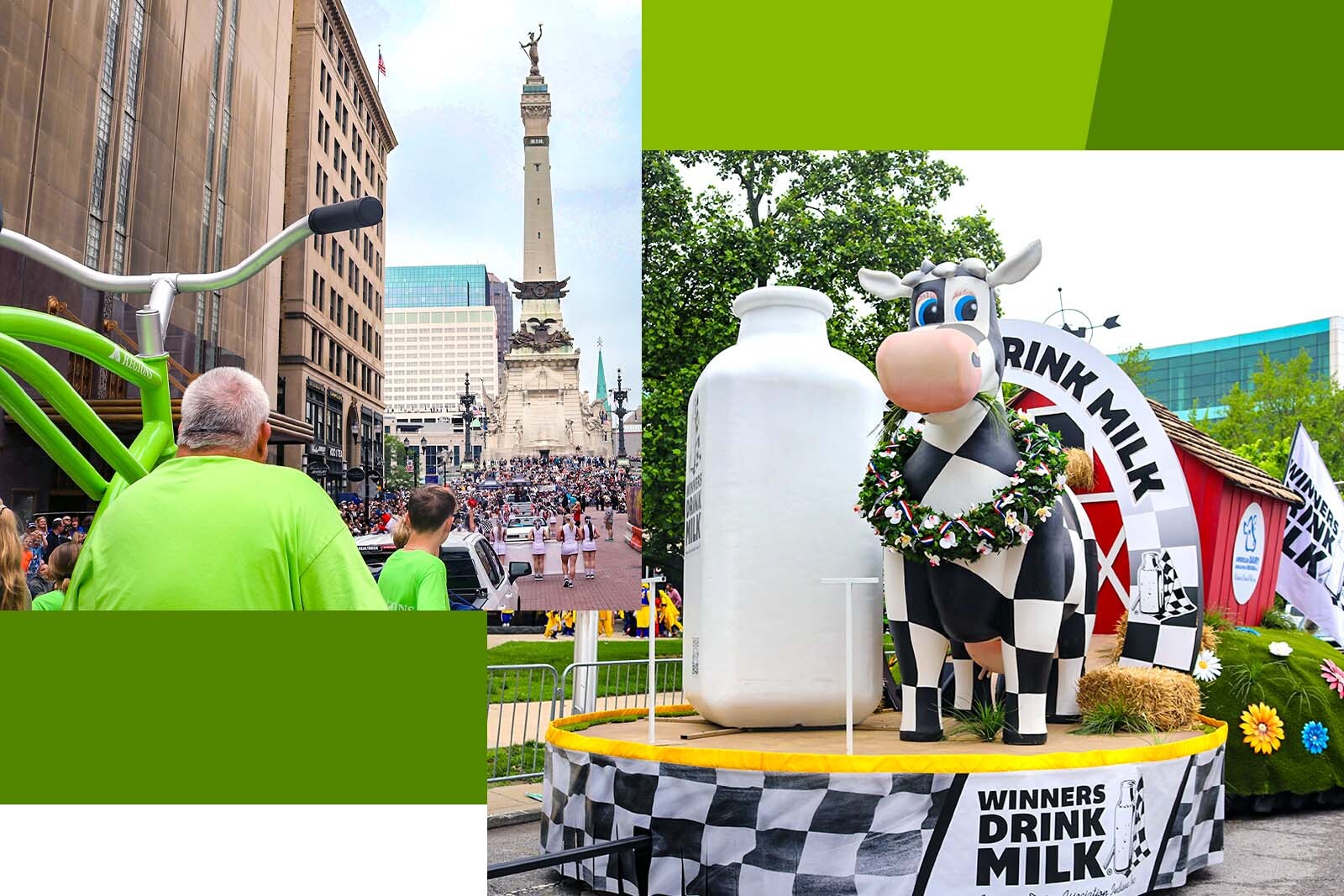 Regions Big Bike and Dairy Association Float at Indy 500 parade.