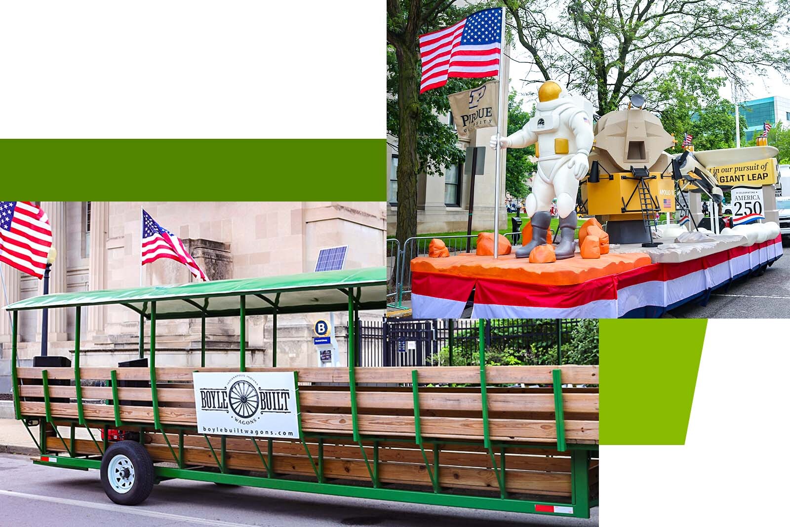 Boyle Built Wagons and Purdue float.