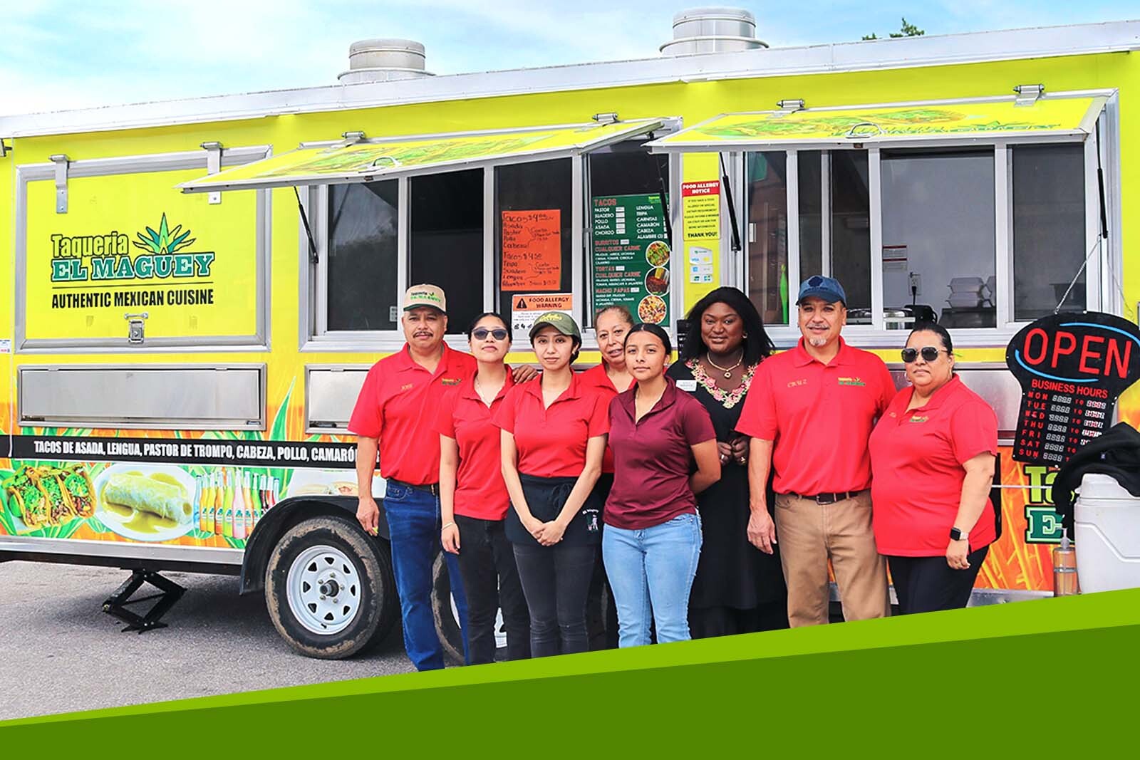Family members and owners of El Maguey food truck and...