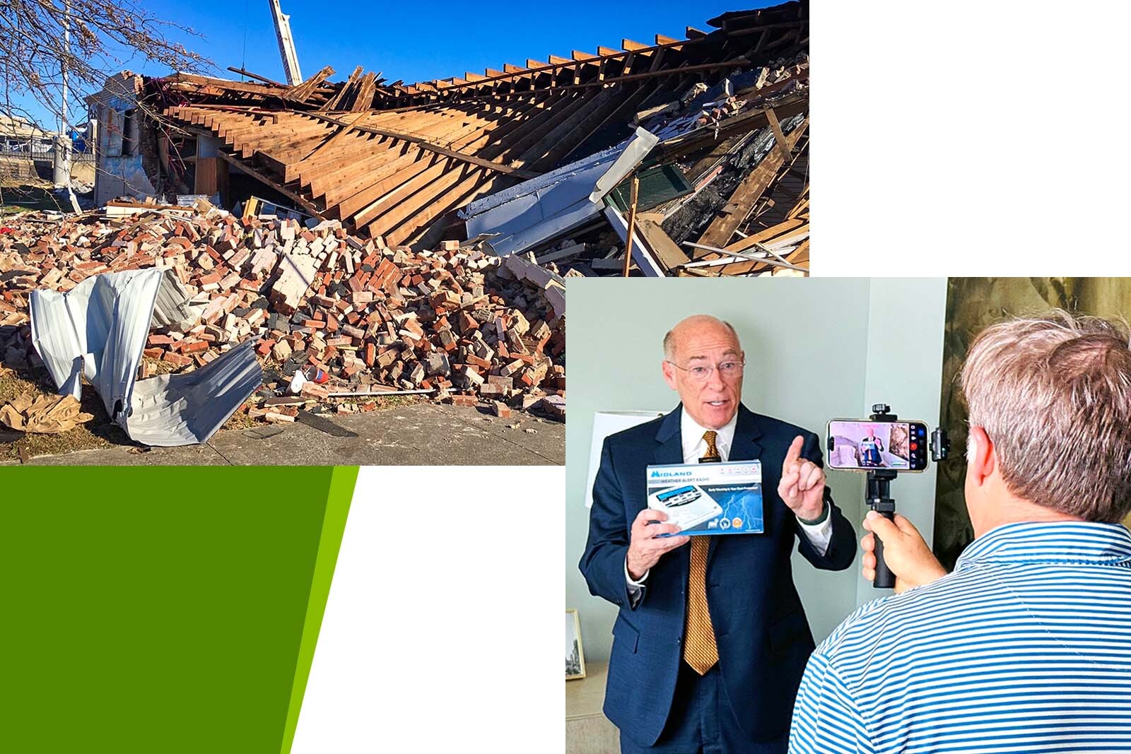 Behind the scenes video recording of James Spann and weather...