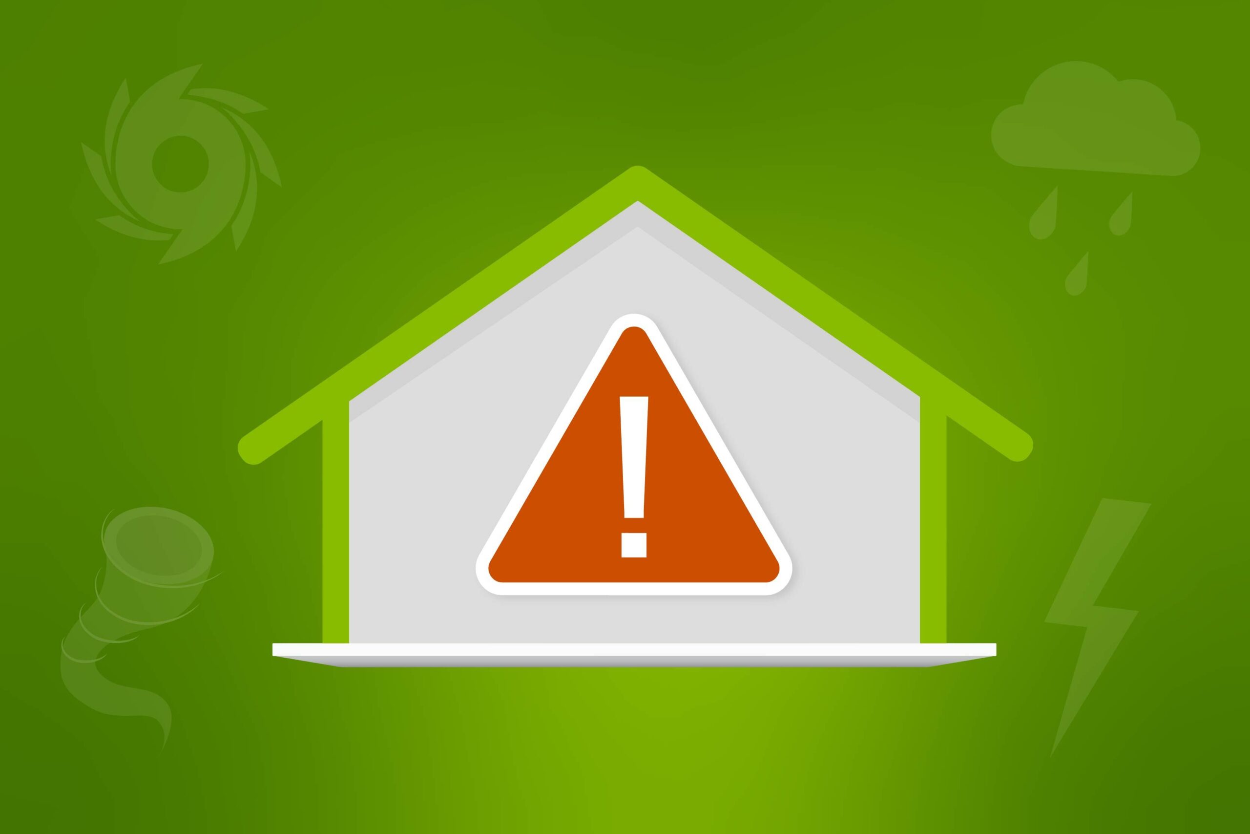 Laptop shaped like a house with warning exclamation point with...