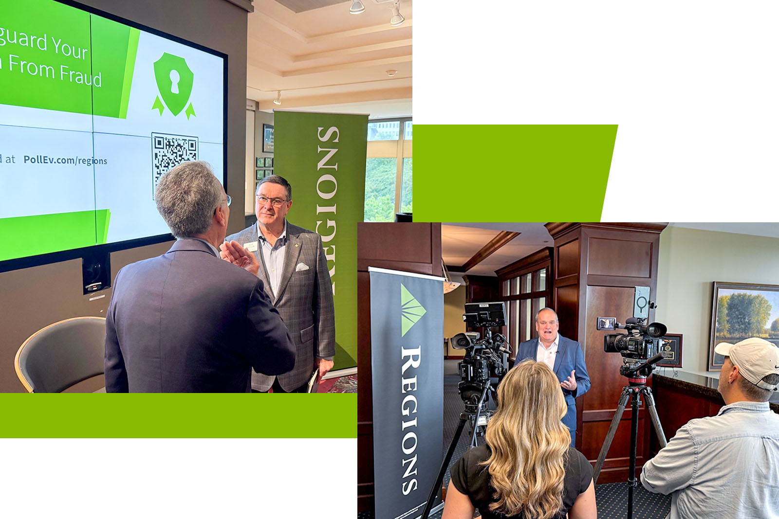 Jeff Taylor and Scott Augenbaum at Regions fraud event.
