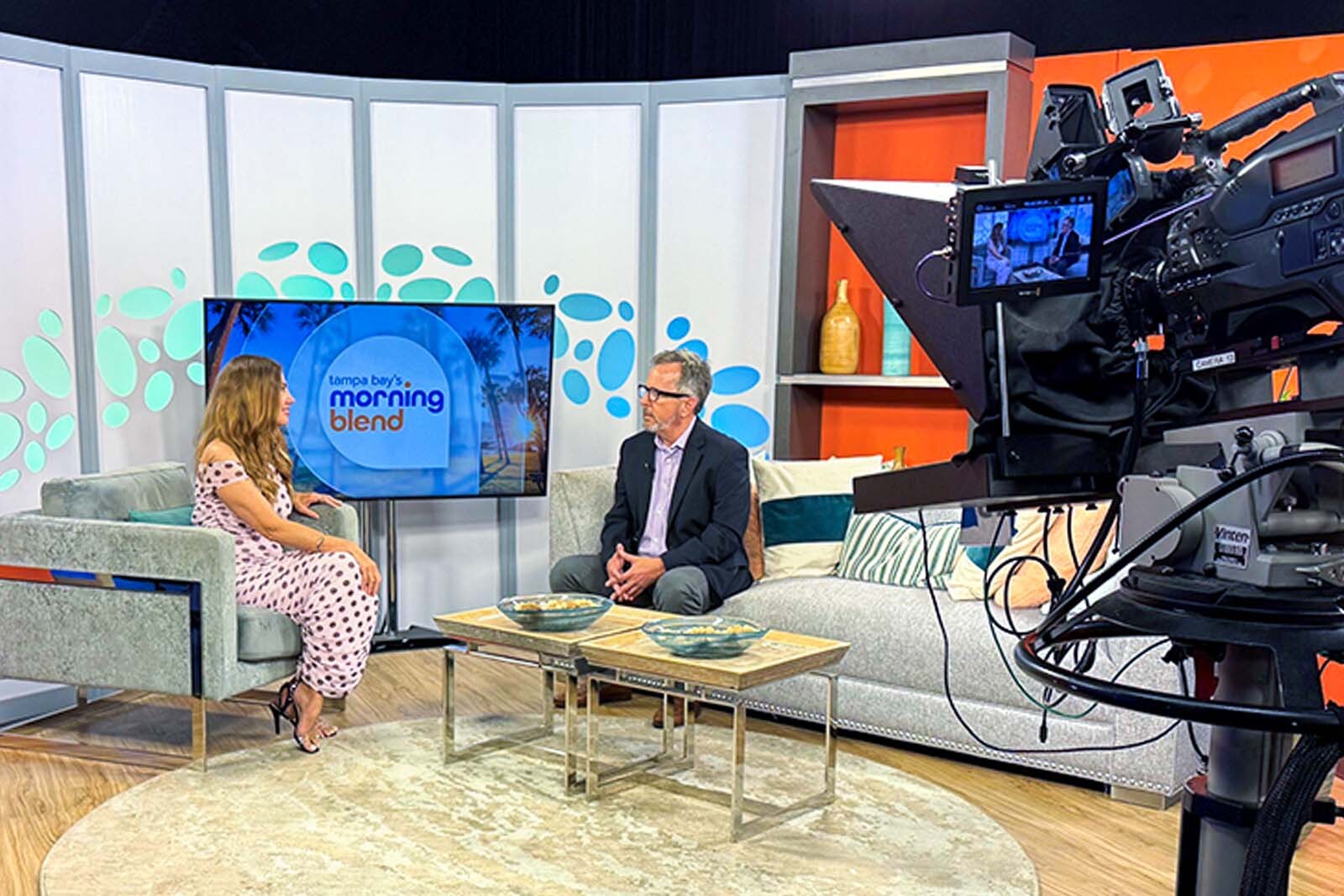 Tampa Bay's Morning Blend live set with host and Paul Hodges, Regions Experiential Marketing Strategy Manager.