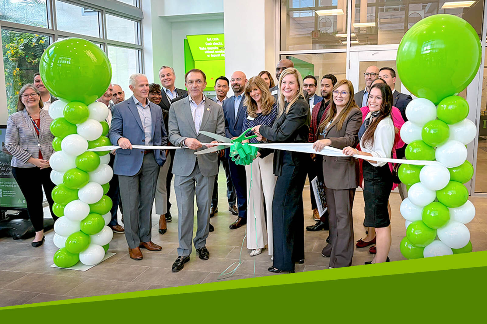 Group photo of the Ribbon Cutting at the Regions branch...