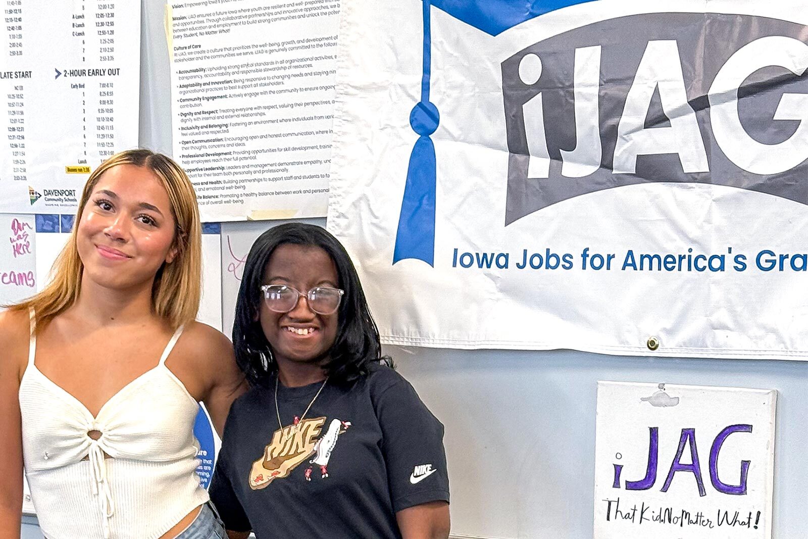 Serenity Ross and Alanna Asiedu Ofei were among 90 students who gained real-world financial insights during a Reality Check session at Iowa Jobs for America’s Graduates (iJAG) Statewide Career Conference this past spring.