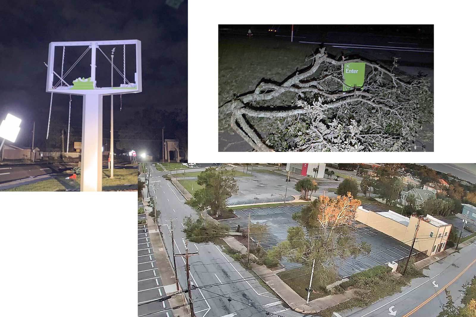 Hurricane-related damage to a Regions branch location.