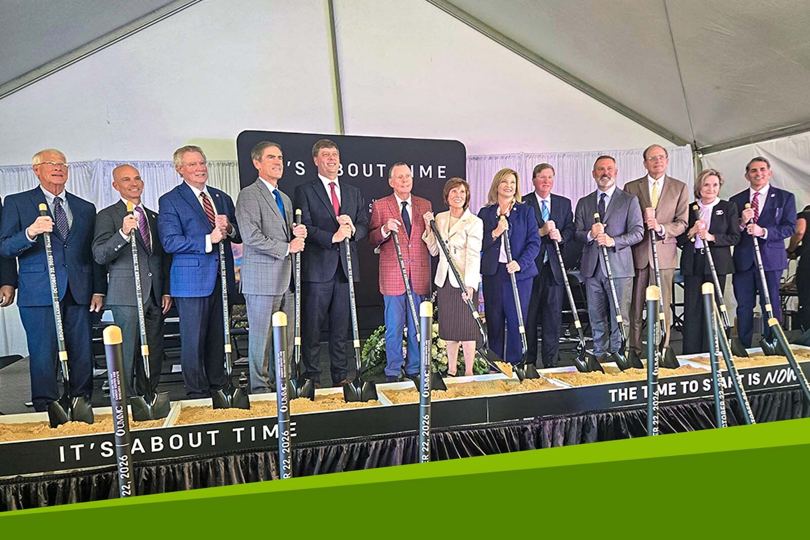 Group of attendees at the groundbreaking event for the new...