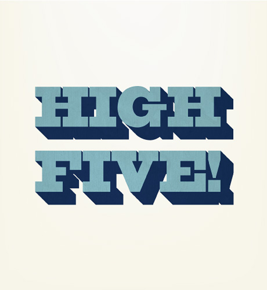 High five (written in bold font).