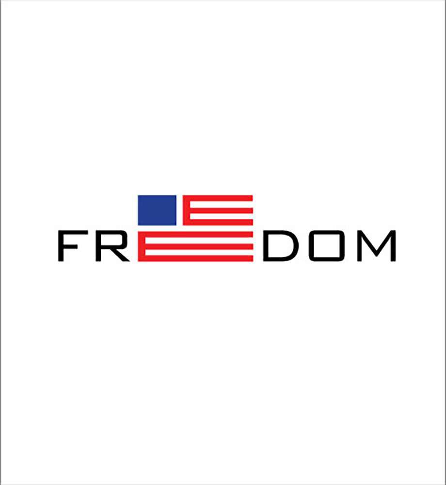 Freedom (the E's are part of an American flag).