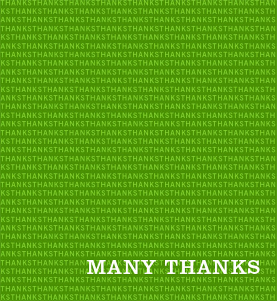 "Thank you" repeated as a pattern. Text: Many Thanks.