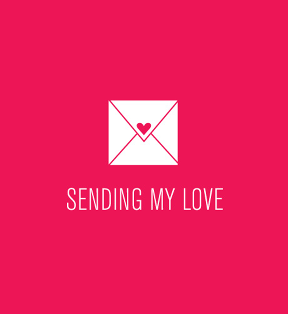 Love letter illustration. Text: Sending my love.