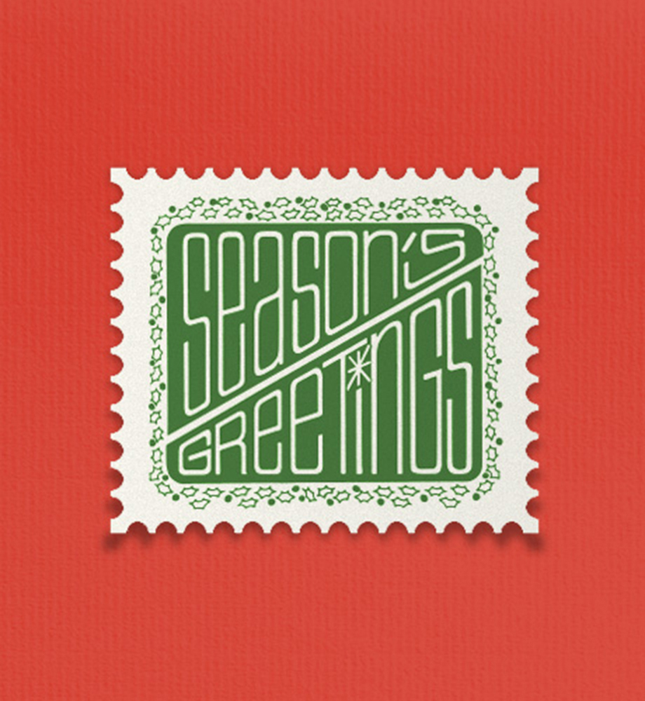 Season's greetings stamp illustration.